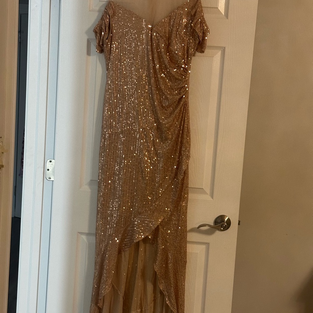 SHEIN Beige Sequin Dress Size M
